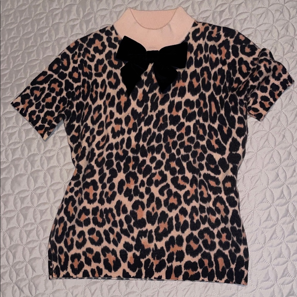 Kate Spade Animal Print Tee with Black Bow